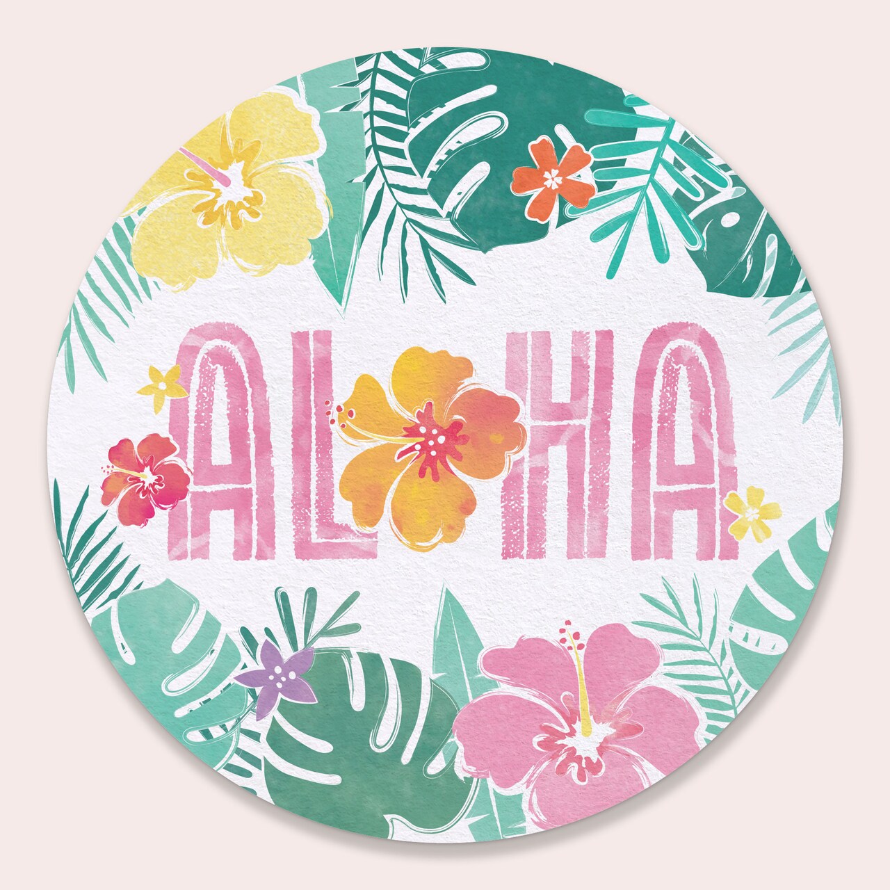 Big Dot of Happiness Hawaiian Luau Drink Coasters, 4-Inch Disposable Round Paper Coasters for Tropical Birthday, Aloha Cocktail Table Decor - 25 Ct